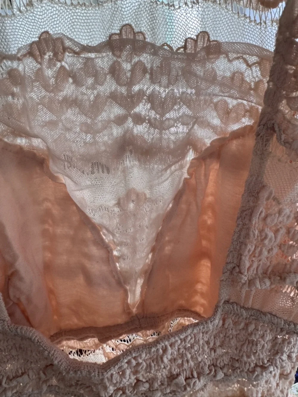 Free People Angelina Bodysuit Lace & Mesh Long-Sleeve Bodysuit M FLAWS